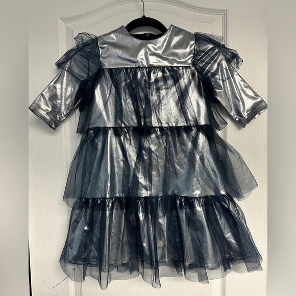 Silver Gray Tiered Ruffled Dress - Picture 2 of 11